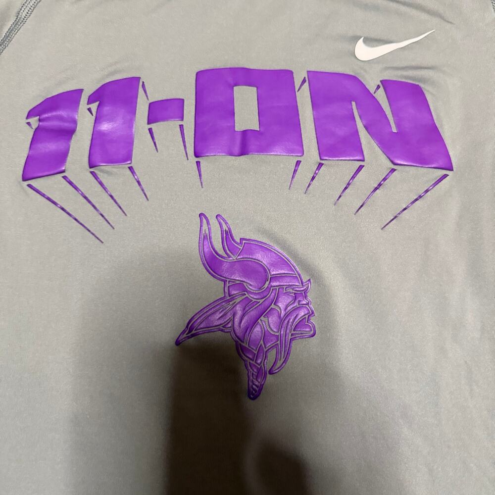 Nike Pro MN Vikings 11-ON Short-Sleeved Shirt Womens Medium Gray - Picture 2 of 9